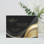 Moderne Abstrakte Schwarz-Gold-Hochzeit Einladung (Stehend Vorderseite)
