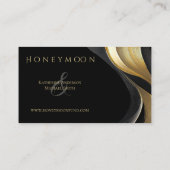 Moderne Abstrakte Schwarz-Gold-Hochzeit Visitenkarte (Rückseite)