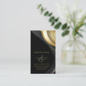 Moderne Abstrakte Schwarz-Gold-Hochzeit Visitenkarte (Stehend Vorderseite)