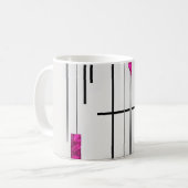 Moderne Abstrakte Schwarz-Silber Fuschia Kaffeetasse (Vorderseite Links)