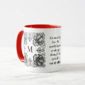 Moderne abstrakte Schwarz-Weiß-Doodle und Initiale Tasse (Vorderseite Links)