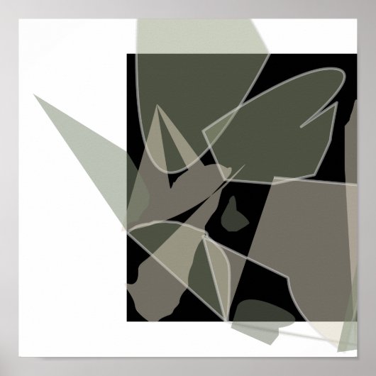 Moderne Abstrakte Schwarz-weiß-Grüntan-Neutral Poster (Vorne)
