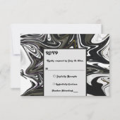 Moderne Abstrakte Schwarz-Weiß-Hochzeit RSVP Karte (Vorderseite)
