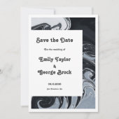 Moderne Abstrakte Schwarz-Weiß-Hochzeit Save The Date (Vorderseite)