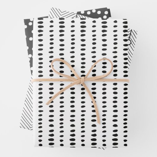 Moderne Abstrakte Schwarz-Weiß-Muster Geschenkpapier Set (Beispiel)