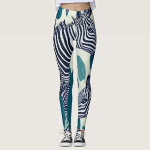 Moderne abstrakte Schwarz-Weiß-Zebrastreifen-Muste Leggings