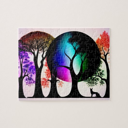 Moderne Abstrakte Schwarze Silhouette in Multicolo Puzzle (Horizontal)