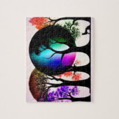 Moderne Abstrakte Schwarze Silhouette in Multicolo Puzzle (Vertikal)