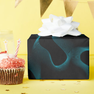 Moderne, Abstrakte, schwarze und blaue Wavy Lines Geschenkpapier