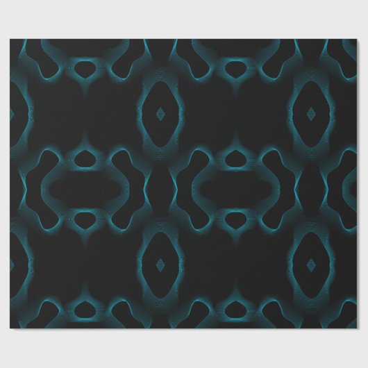 Moderne, Abstrakte, schwarze und blaue Wavy Lines Geschenkpapier (Flach)