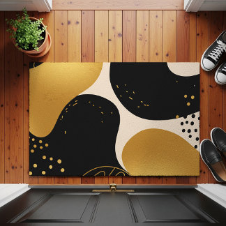 Moderne abstrakte schwarze und goldene organische  fußmatte
