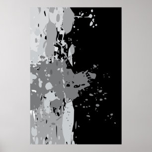Moderne abstrakte schwarze und graue Farbspritzer Poster