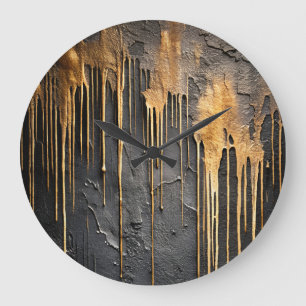Moderne abstrakte schwarze und metallische goldene große wanduhr