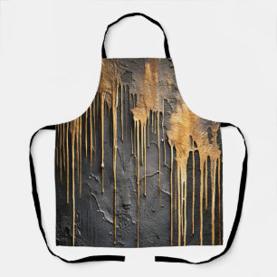Moderne abstrakte schwarze und metallische goldene schürze