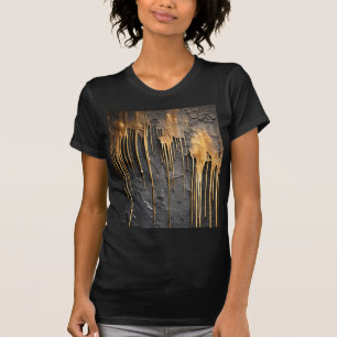 Moderne abstrakte schwarze und metallische goldene T-Shirt