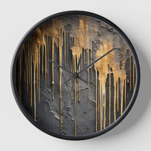 Moderne abstrakte schwarze und metallische goldene uhr