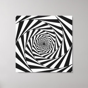 Moderne abstrakte schwarze und weiße Wirbelspirale Leinwanddruck