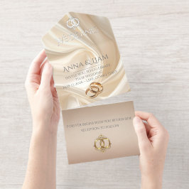 Moderne abstrakte Seiden-Hochzeitseinladung All-in-One-Einladung