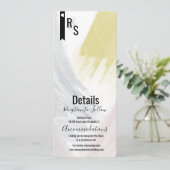 Moderne Abstrakte Senf Blush Hochzeitdetails Einladung (Stehend Vorderseite)