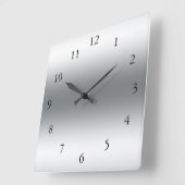 Moderne abstrakte Silber- und Grautöne Quadratische Wanduhr (Winkel)