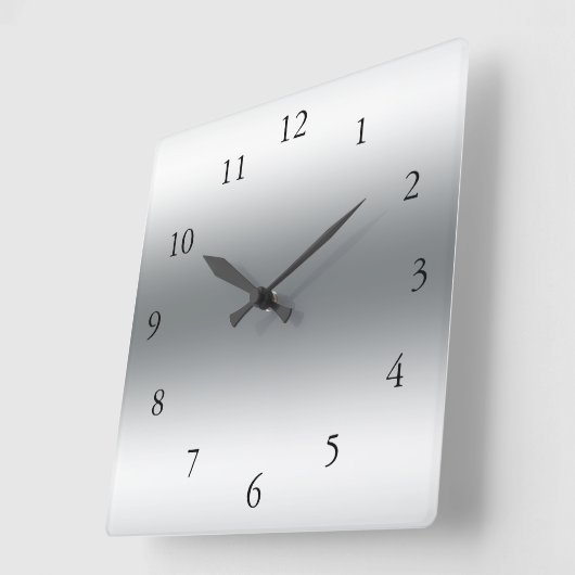 Moderne abstrakte Silber- und Grautöne Quadratische Wanduhr (Winkel)