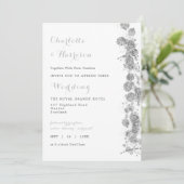 Moderne Abstrakte Silver White Foto Hochzeit Einladung (Stehend Vorderseite)