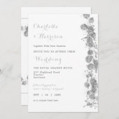 Moderne Abstrakte Silver White Foto Hochzeit Einladung (Vorne/Hinten)