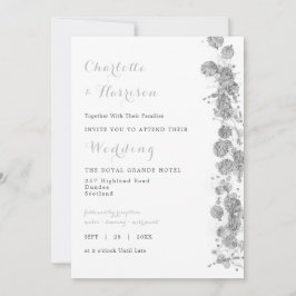 Moderne Abstrakte Silver White Foto Hochzeit Einladung