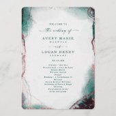 Moderne Abstrakte Smaragdgrüne Hochzeitsfeier Programm (Vorderseite)