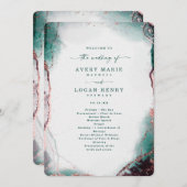 Moderne Abstrakte Smaragdgrüne Hochzeitsfeier Programm (Vorne/Hinten)