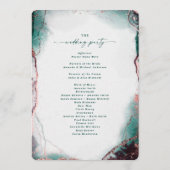 Moderne Abstrakte Smaragdgrüne Hochzeitsfeier Programm (Rückseite)