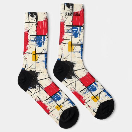 Moderne Abstrakte Socken mit Farbblock Pinselstric (Rechts)