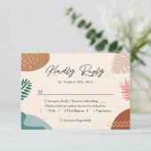 Moderne Abstrakte Sommer-Tropen-Blätter Hochzeit RSVP Karte (Stehend Vorderseite)