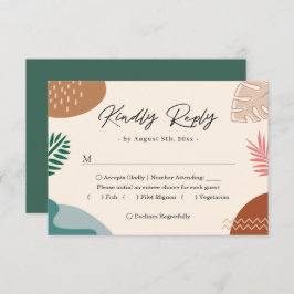 Moderne Abstrakte Sommer-Tropen-Blätter Hochzeit RSVP Karte