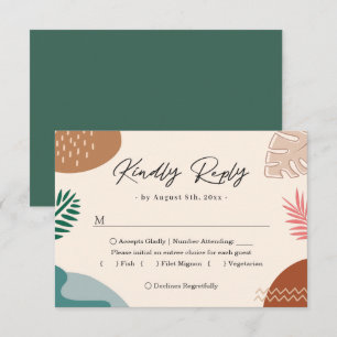 Moderne Abstrakte Sommer-Tropen-Blätter Hochzeit RSVP Karte