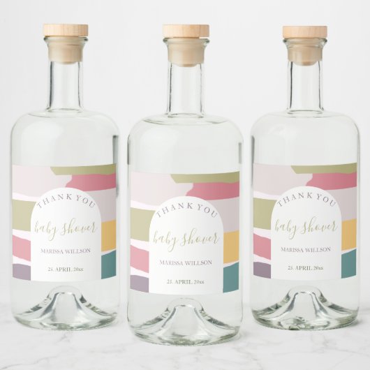 Moderne Abstrakte Sommerfarben Splash Alkoholflaschenetikett (Flaschen)