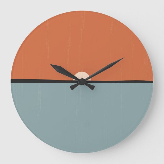 Moderne Abstrakte Sonne und Orangenblauer Sonnenun Große Wanduhr (Vorderseite)