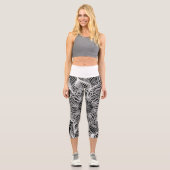Moderne abstrakte Sonnenblumen und Wirbel Capri Leggings (Vorderseite)