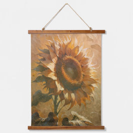 Moderne abstrakte Sonnenblumenkunst Wandteppich Mit Holzrahmen