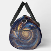 Moderne Abstrakte Space Royal Blue und Gold Wirbel Duffle Bag (Rechts)