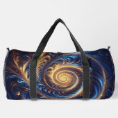 Moderne Abstrakte Space Royal Blue und Gold Wirbel Duffle Bag (Rückseite)