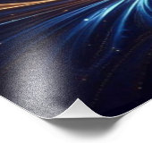 Moderne Abstrakte Space Royal Blue und Gold Wirbel Fotodruck (Ecke)