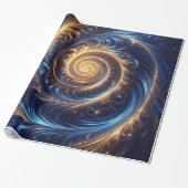 Moderne Abstrakte Space Royal Blue und Gold Wirbel Geschenkpapier (Ungerollt)