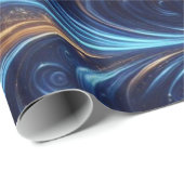 Moderne Abstrakte Space Royal Blue und Gold Wirbel Geschenkpapier (Rolleneckpunkt)
