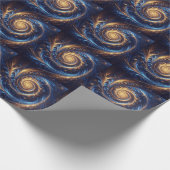 Moderne Abstrakte Space Royal Blue und Gold Wirbel Geschenkpapier (Ecke)
