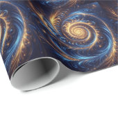 Moderne Abstrakte Space Royal Blue und Gold Wirbel Geschenkpapier (Rolleneckpunkt)