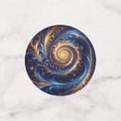 Moderne Abstrakte Space Royal Blue und Gold Wirbel Konfetti (Klein Vorderseite)