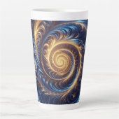 Moderne Abstrakte Space Royal Blue und Gold Wirbel Milchtasse (Vorderseite)