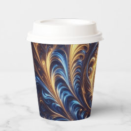 Moderne Abstrakte Space Royal Blue und Gold Wirbel Pappbecher