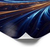 Moderne Abstrakte Space Royal Blue und Gold Wirbel Poster (Ecke)